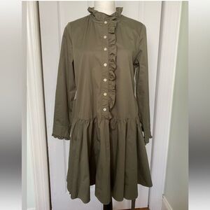 Kate Spade Broome Street Ruffled Neck Poplin Dress Sz Medium